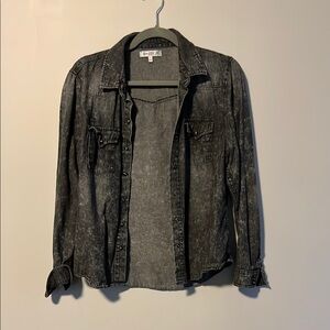 Love Fire Black Button Down Shirt Classic Collar Relaxed Fit